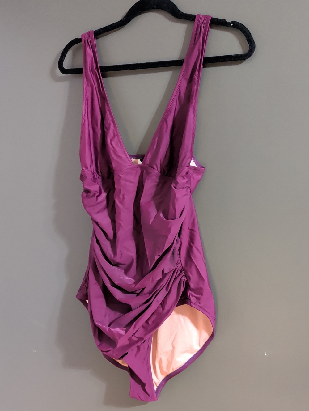 J. Crew Magenta Ruched One-Piece Swimsuit - Size 16